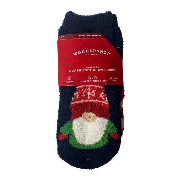 Wondershop Toddlers Super Soft Christmas Crew Socks Pairs Size 5-9 New - Picture 1 of 5